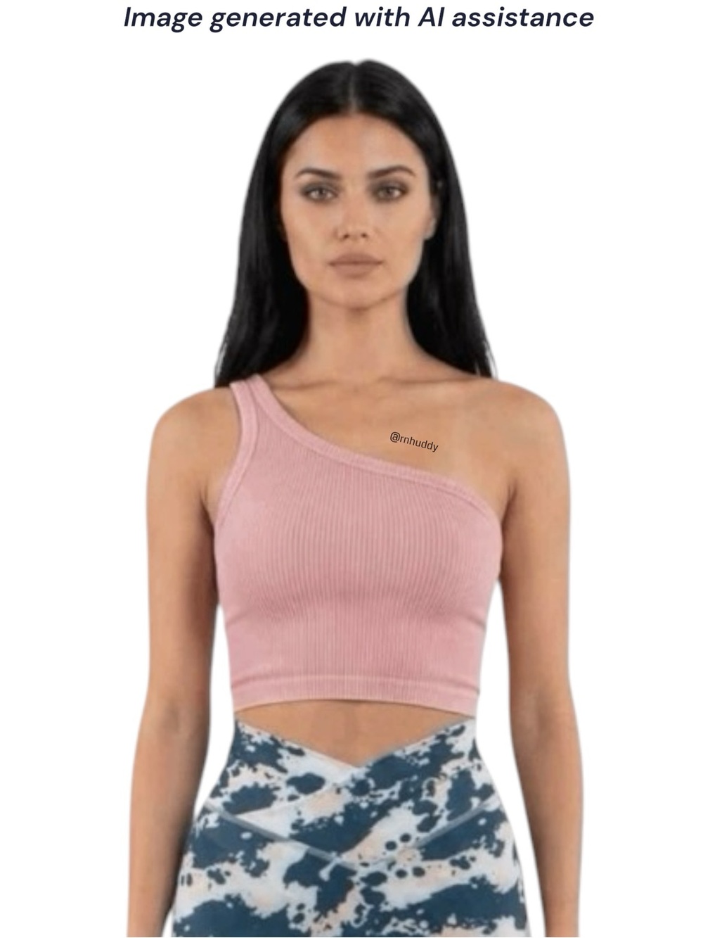 Nikibiki OS vintage sweet peach ribbed one shoulder tank